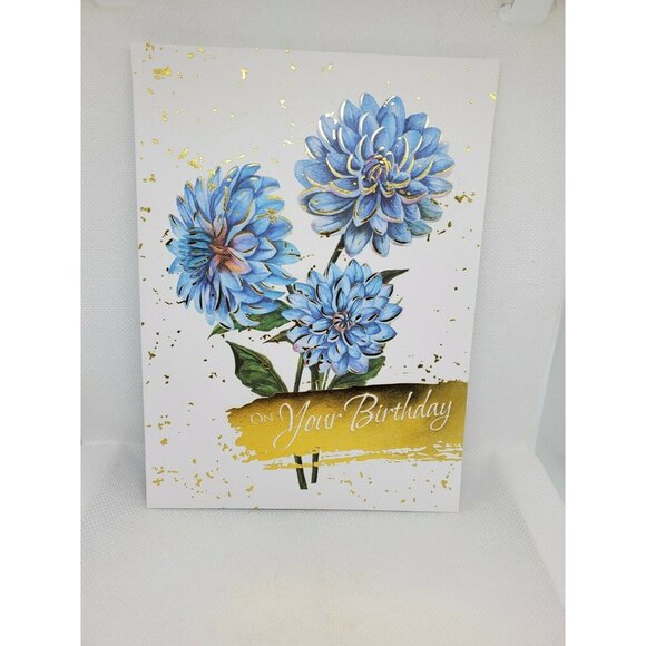 Thoughts & Inspirations On Your Birthday Greeting Card – Blue Floral - Picture 3 of 12